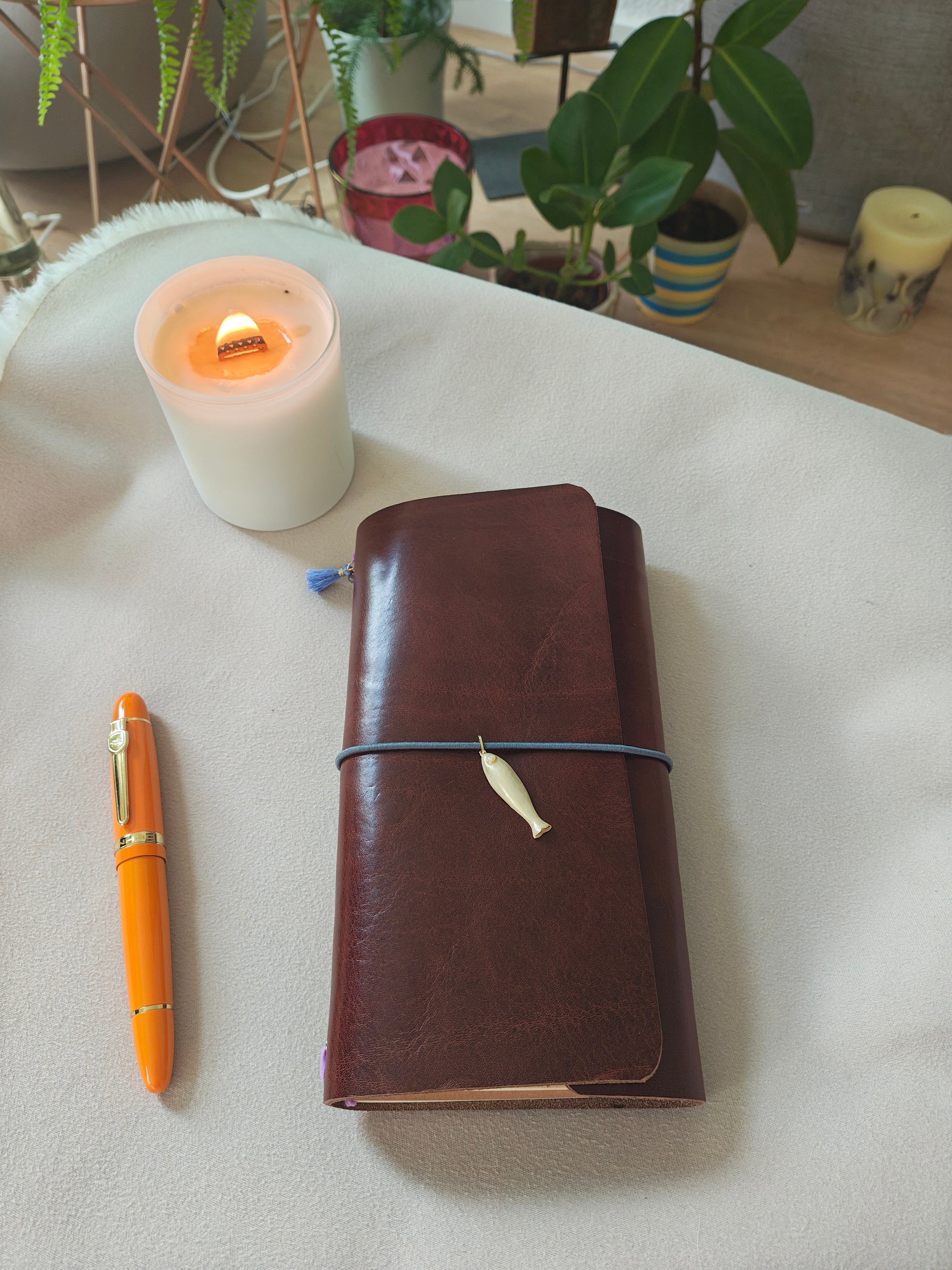La Schiller Art - Leder Notebook - glänzendes dunkles braunes Manza Leder