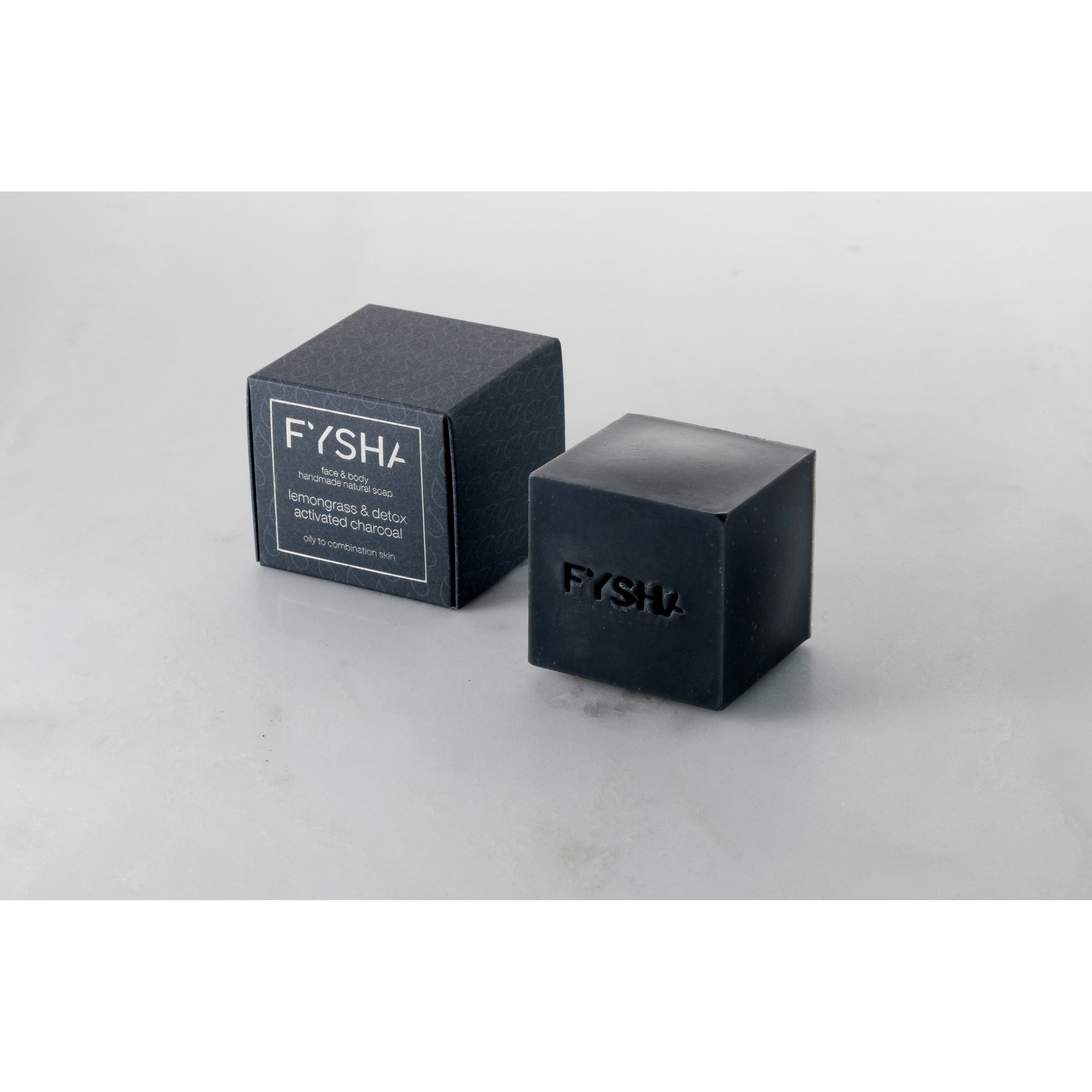 Fysha - Lemongrass & Detox activated charcoal - Seife für Gesicht und Körper - mit Aktivkohle für Ölige- und Mischhaut