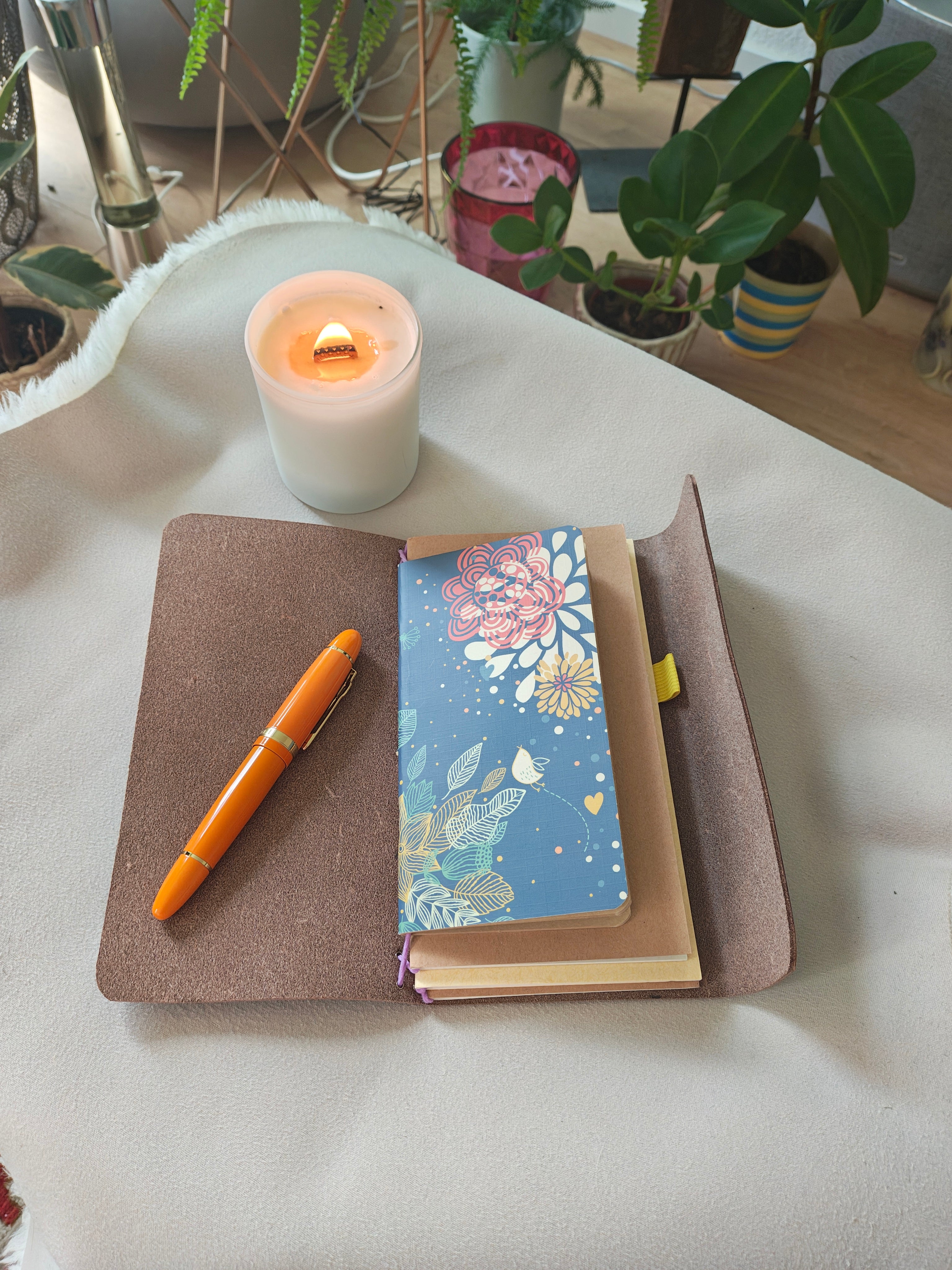 La Schiller Art - Leder Notebook - glänzendes dunkles braunes Manza Leder